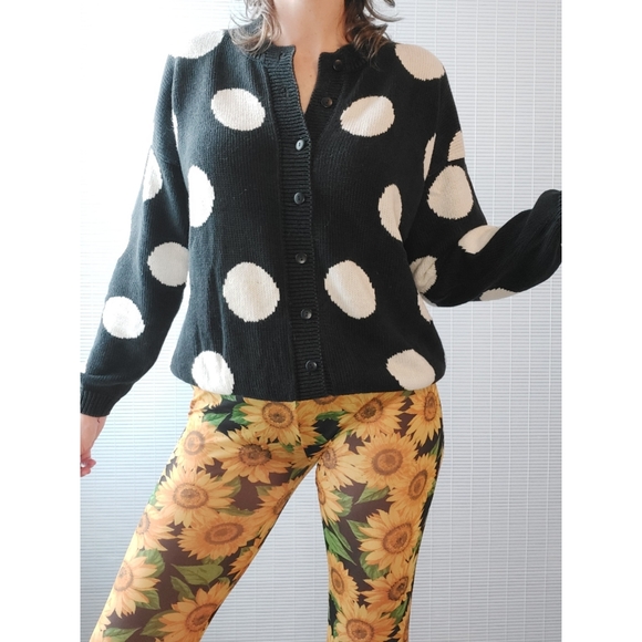 Vintage Express Tricot Polka Dot Cotton Cardigan Sweater Medium Large - Picture 2 of 11